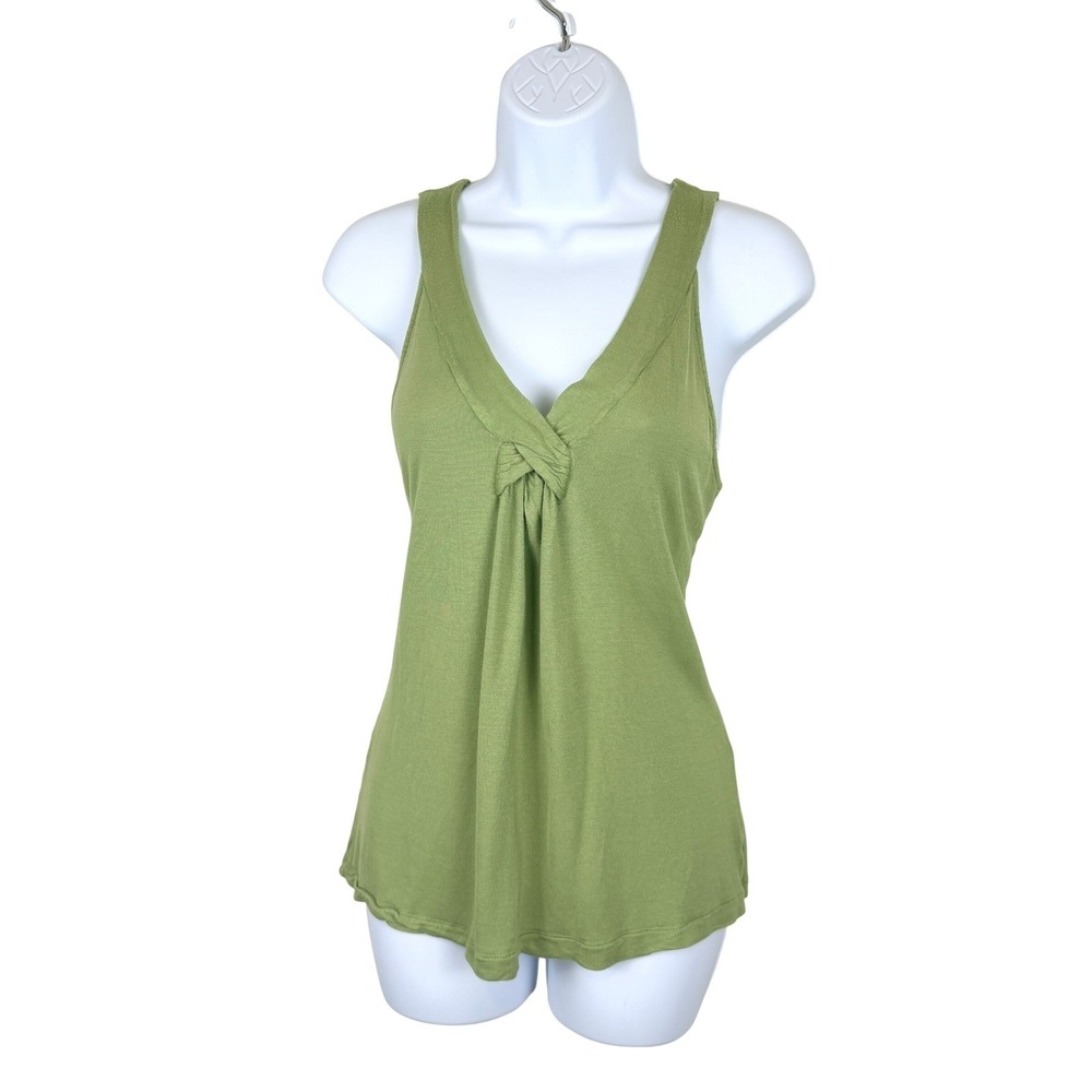 Vintage Old Navy‎ Womens Twist Front V-Neck Rayon Tank Top Large Green Boho Y2K